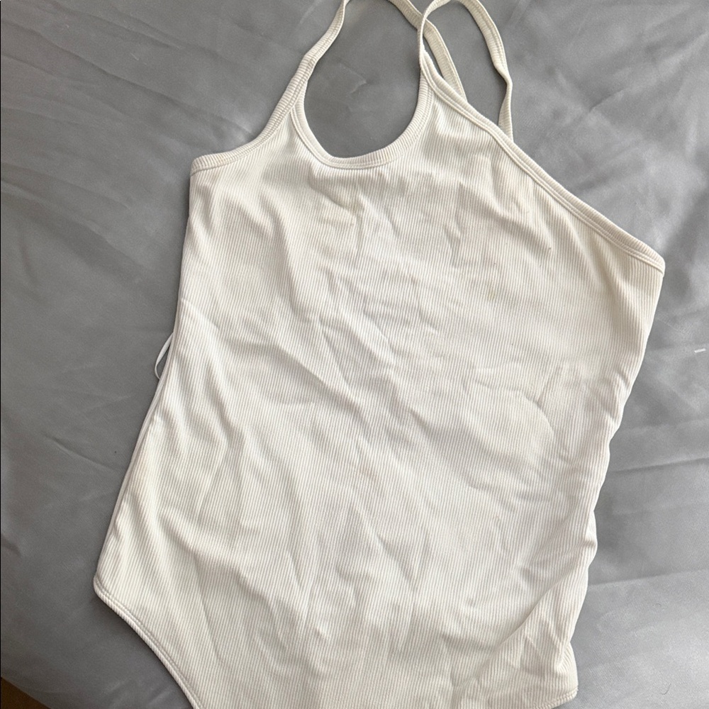 White Ribbed Bodysuit